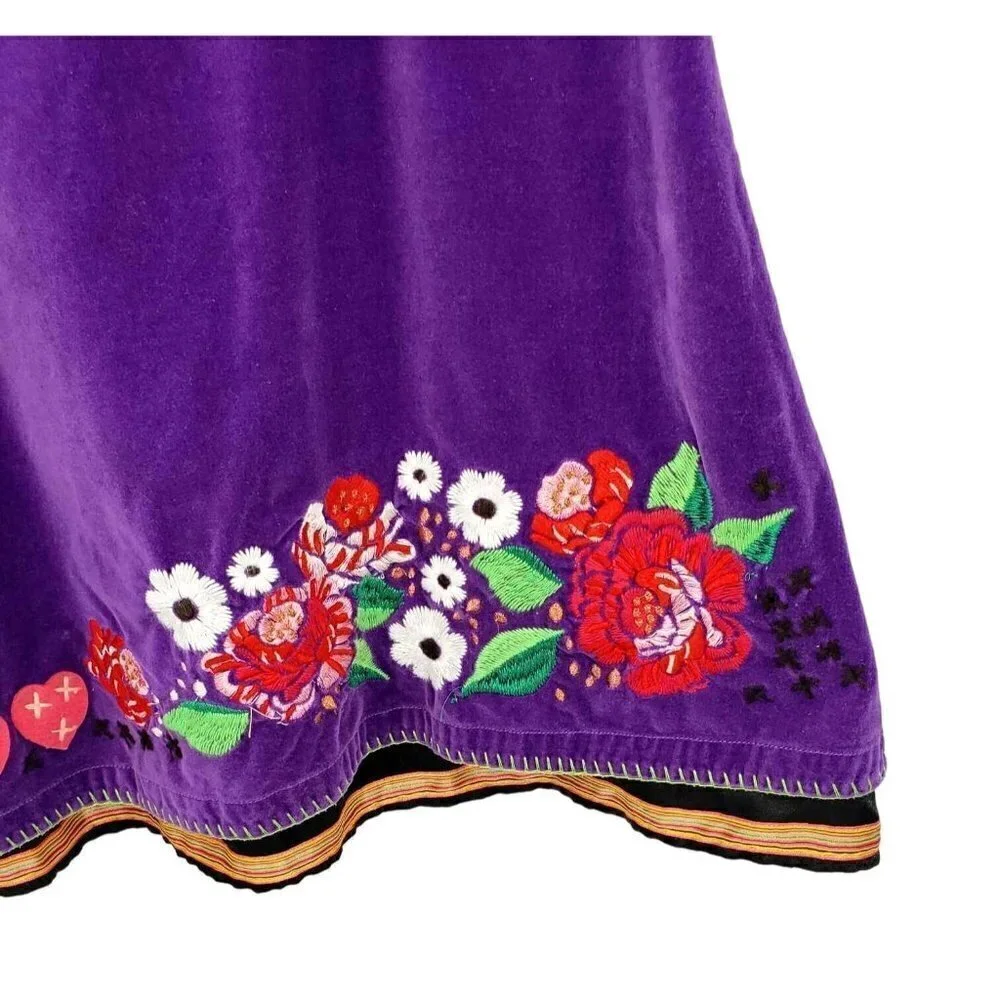 Oilily Dress Sz 140 EU 8 10 US‎ Girls Age 8-12 Purple Jumper Embroidered Flowers